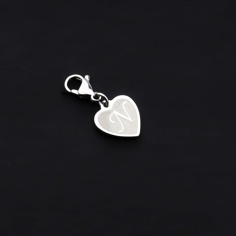 FAADBUK Initial Letter A-Z Alphabet Heart Charms for Jewelry Bracelet Keychain Necklace Initial Stainless steel Clasp Clip on Charm - Image 4